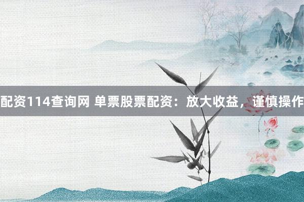 配资114查询网 单票股票配资：放大收益，谨慎操作